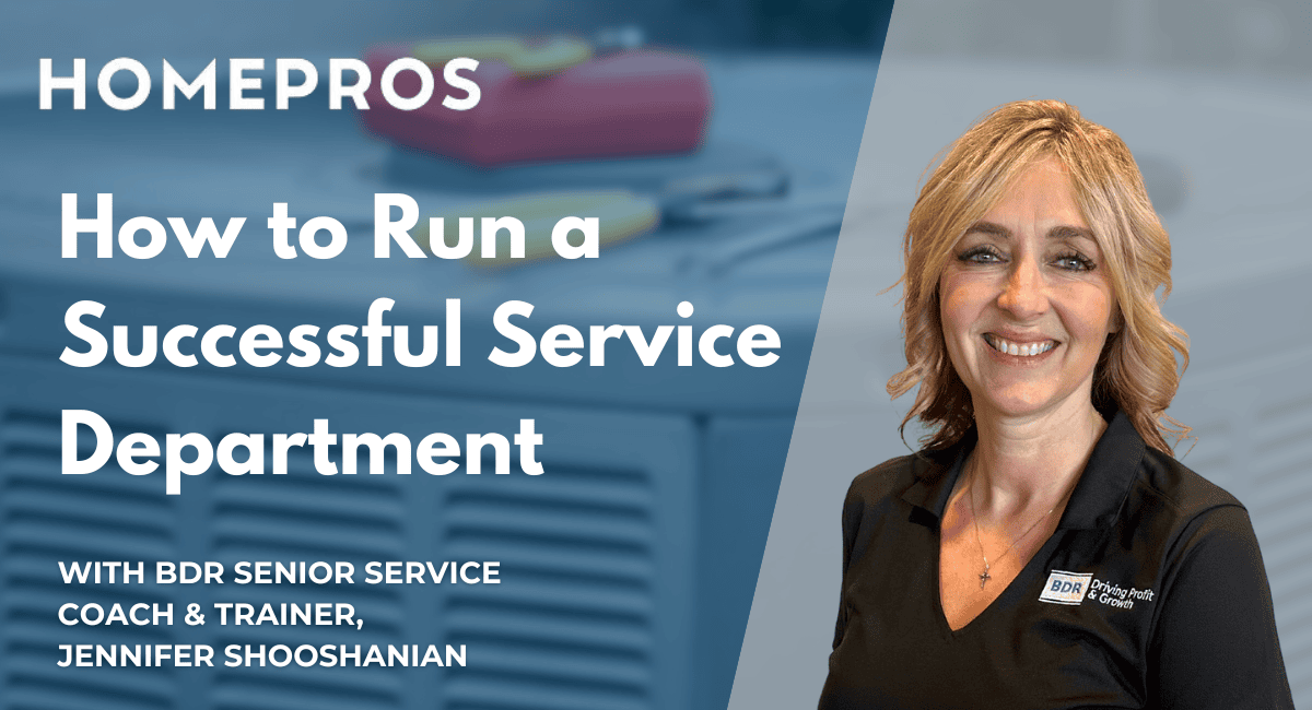 Homepros - Jennifer Shooshanian Running a Successful Service Dept. How to run a successful service department.
