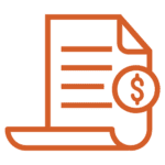 First-Class Financial Reporting icon. Contract with a dollar sign.