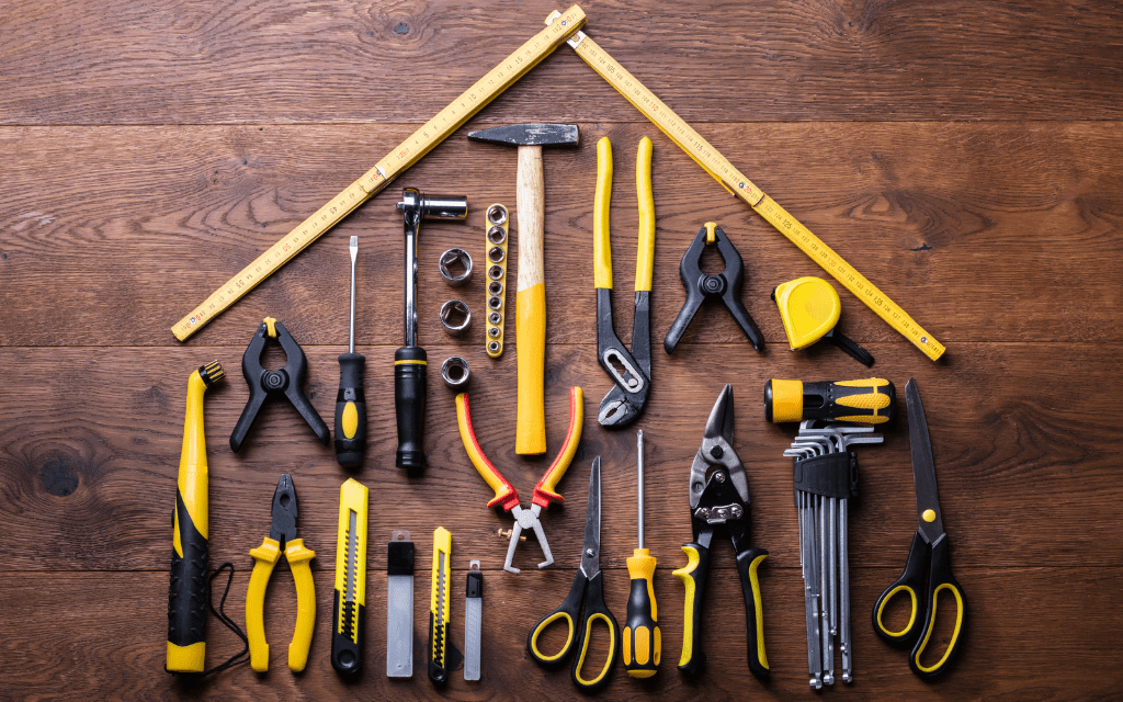 Tool set placed on tabletop Residential Maintenance.