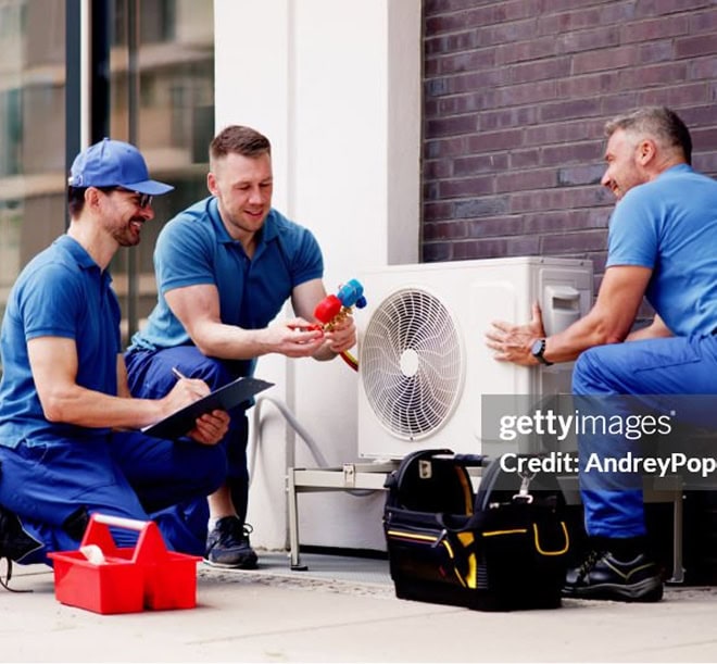 HVAC Maintenance being performed by technicians.